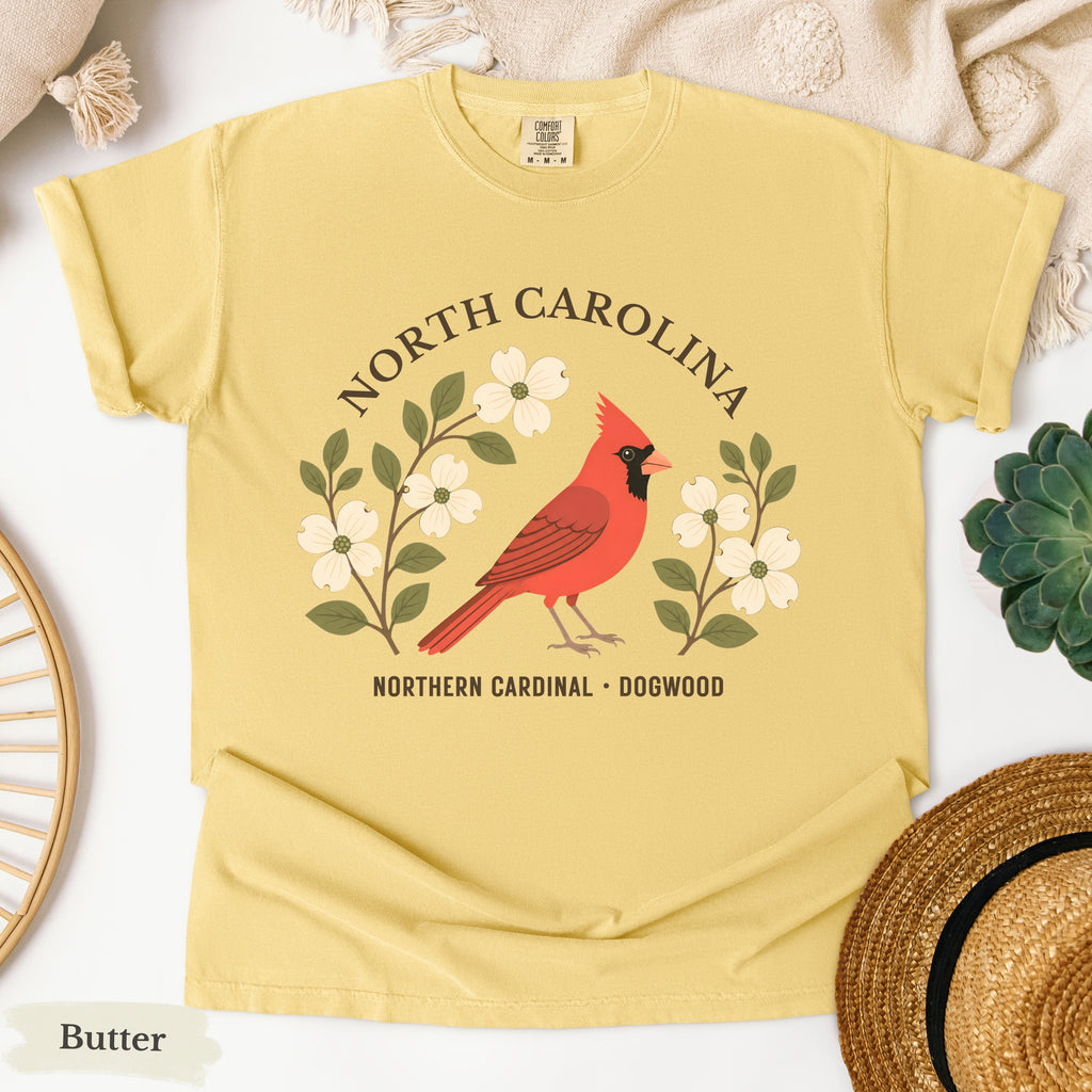 North Carolina State Bird and Flower Tee | Northern Cardinal & Dogwood