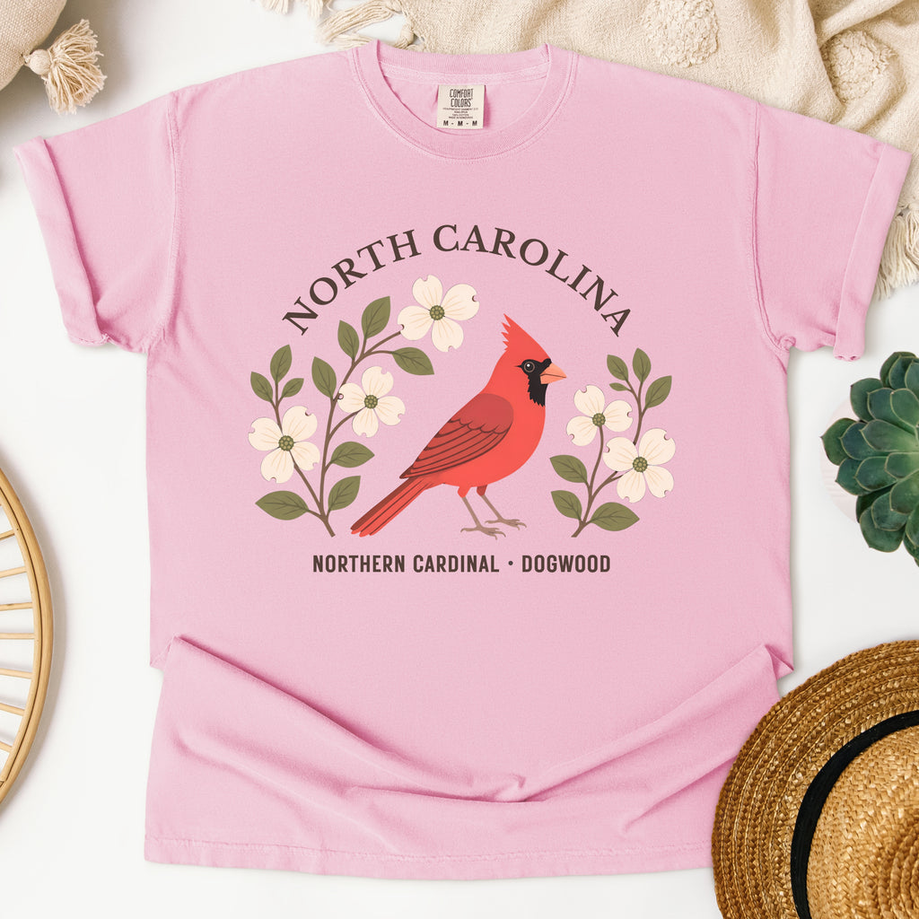 North Carolina State Bird and Flower Tee | Northern Cardinal & Dogwood