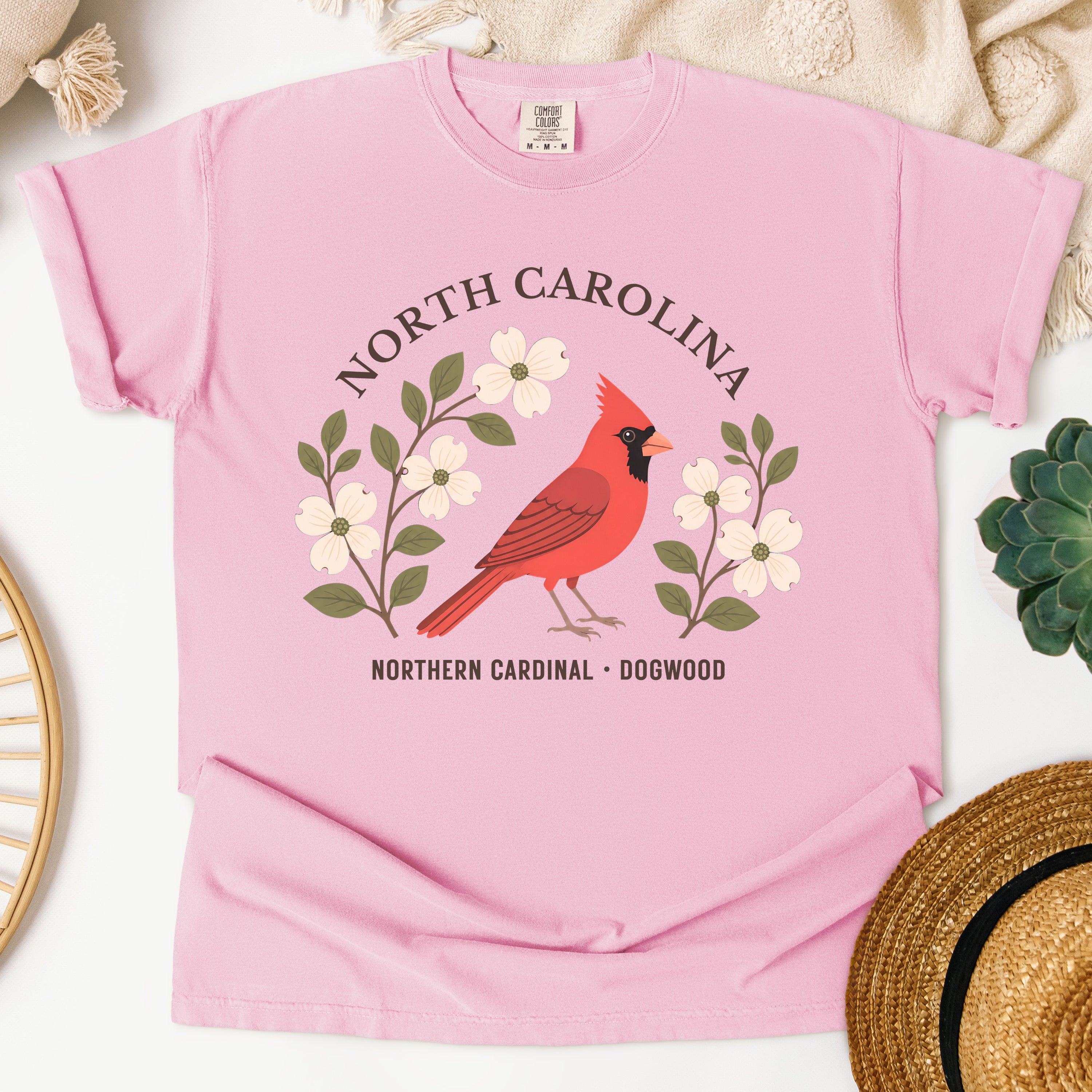 North Carolina State Bird and Flower Tee | Northern Cardinal & Dogwood