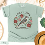 Oklahoma State Bird and Flower Tee | Scissor-Tailed Flycatcher & Rose