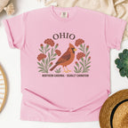 Ohio State Bird and Flower Tee | Northern Cardinal & Scarlet Carnation