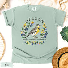 Load image into Gallery viewer, Oregon State Bird and Flower Tee | Western Meadowlark &amp; Oregon Grape
