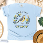 Oregon State Bird and Flower Tee | Western Meadowlark & Oregon Grape