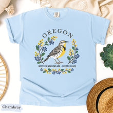 Load image into Gallery viewer, Oregon State Bird and Flower Tee | Western Meadowlark &amp; Oregon Grape
