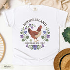 Rhode Island State Bird and Flower Tee | Rhode Island Red & Violet