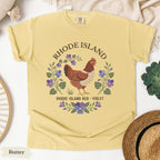 Rhode Island State Bird and Flower Tee | Rhode Island Red & Violet