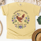 Rhode Island State Bird and Flower Tee | Rhode Island Red & Violet