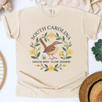 South Carolina State Bird and Flower Tee | Carolina Wren & Yellow Jessamine