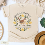 South Carolina State Bird and Flower Tee | Carolina Wren & Yellow Jessamine