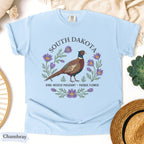 South Dakota State Bird and Flower Tee | Ring-Necked Pheasant & Pasque Flower