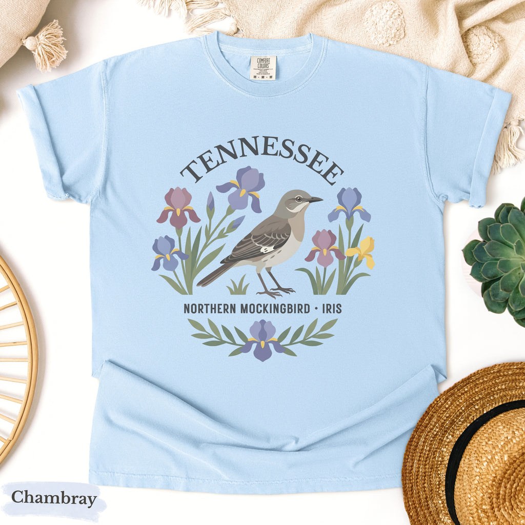 Tennessee State Bird and Flower Tee | Mockingbird & Iris