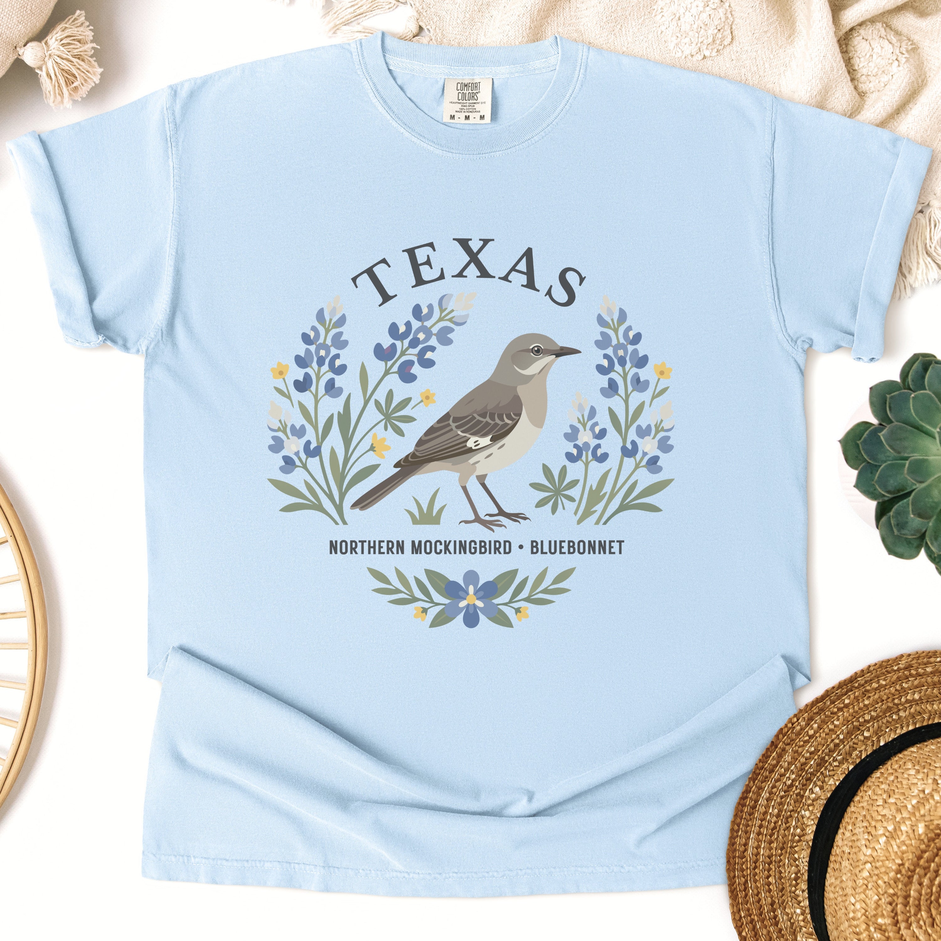 Texas State Bird and Flower Tee | Mockingbird & Bluebonnet