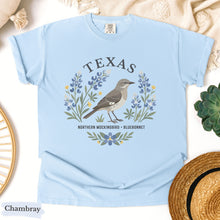 Load image into Gallery viewer, Texas State Bird and Flower Tee | Mockingbird &amp; Bluebonnet
