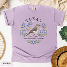 Load image into Gallery viewer, Texas State Bird and Flower Tee | Mockingbird &amp; Bluebonnet
