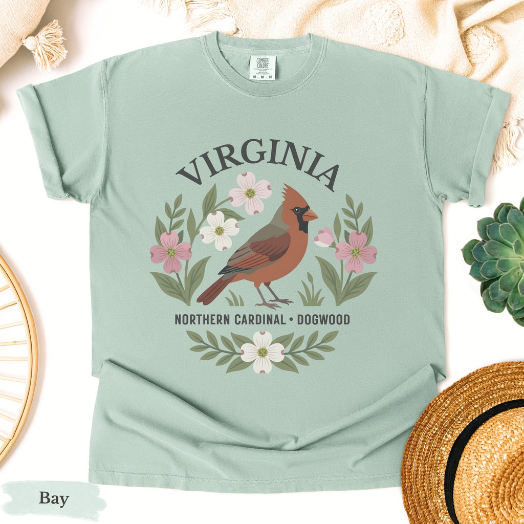 Virginia State Bird and Flower Tee | Cardinal & Dogwood