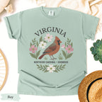 Virginia State Bird and Flower Tee | Cardinal & Dogwood