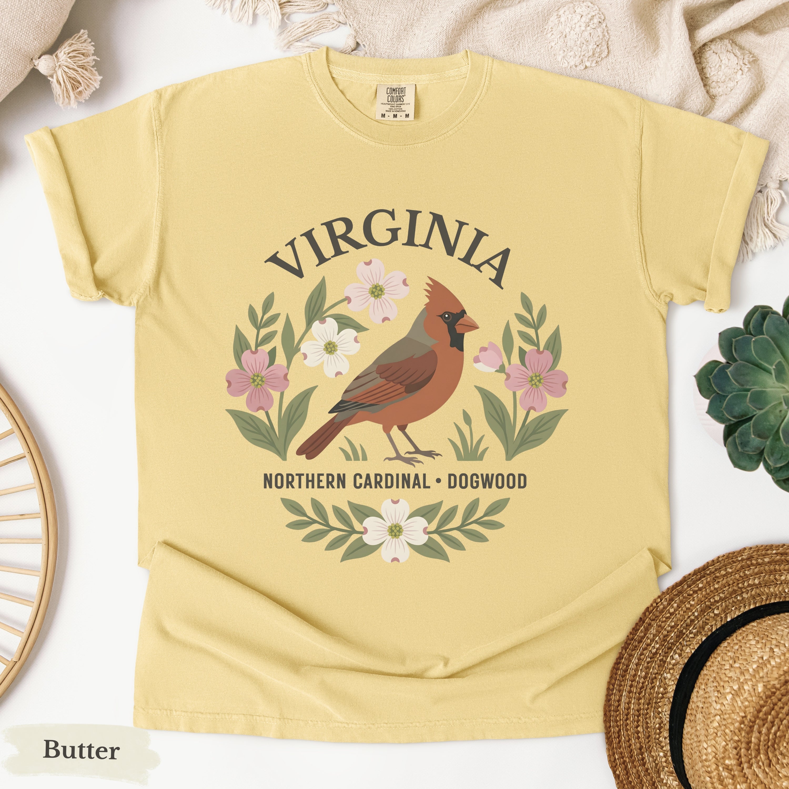 Virginia State Bird and Flower Tee | Cardinal & Dogwood