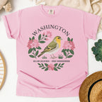 Washington State Bird and Flower Tee | Willow Goldfinch & Rhododendron