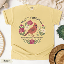 Load image into Gallery viewer, West Virginia State Bird and Flower Tee | Cardinal &amp; Rhododendron
