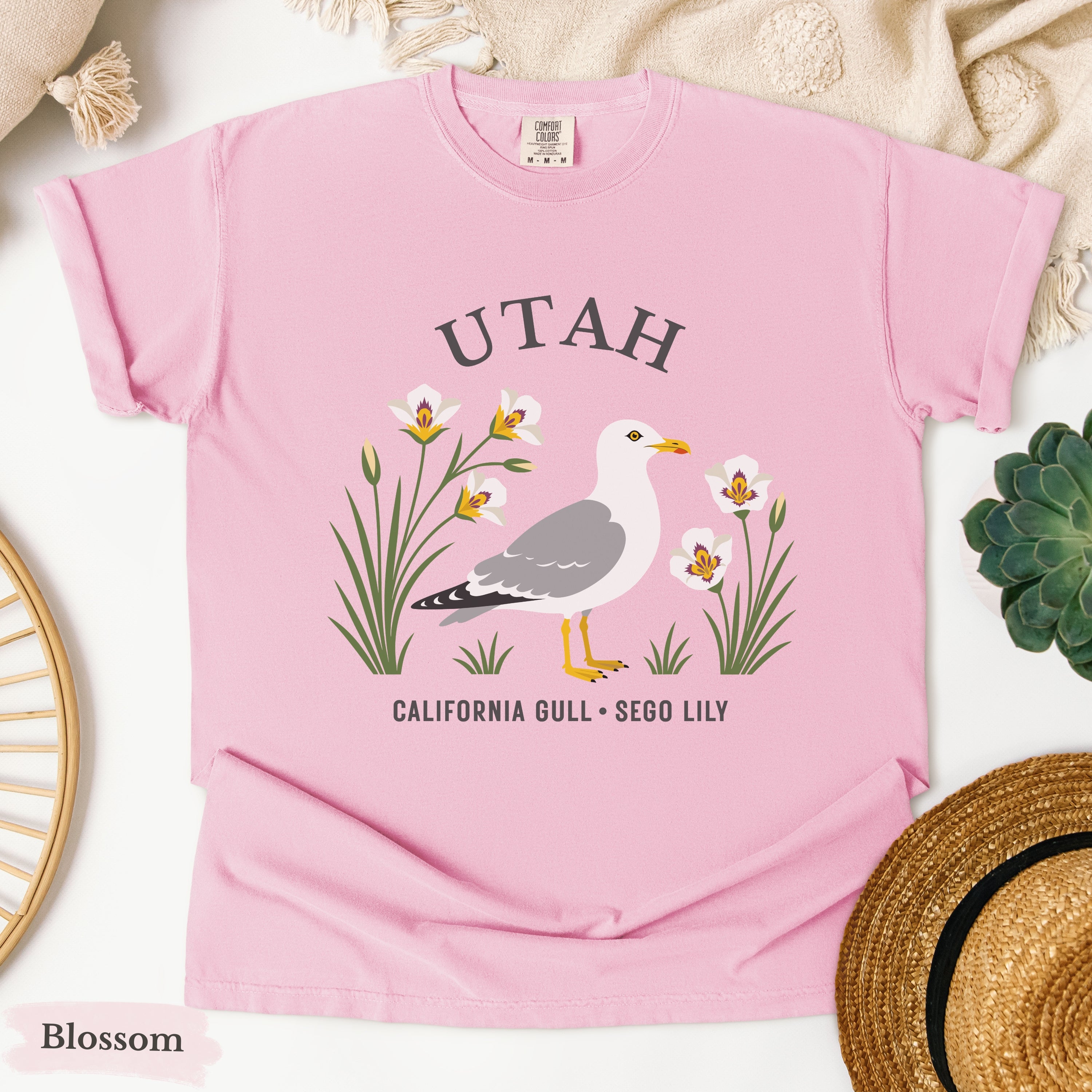 Utah State Bird and Flower Tee | California Gull & Sego Lily