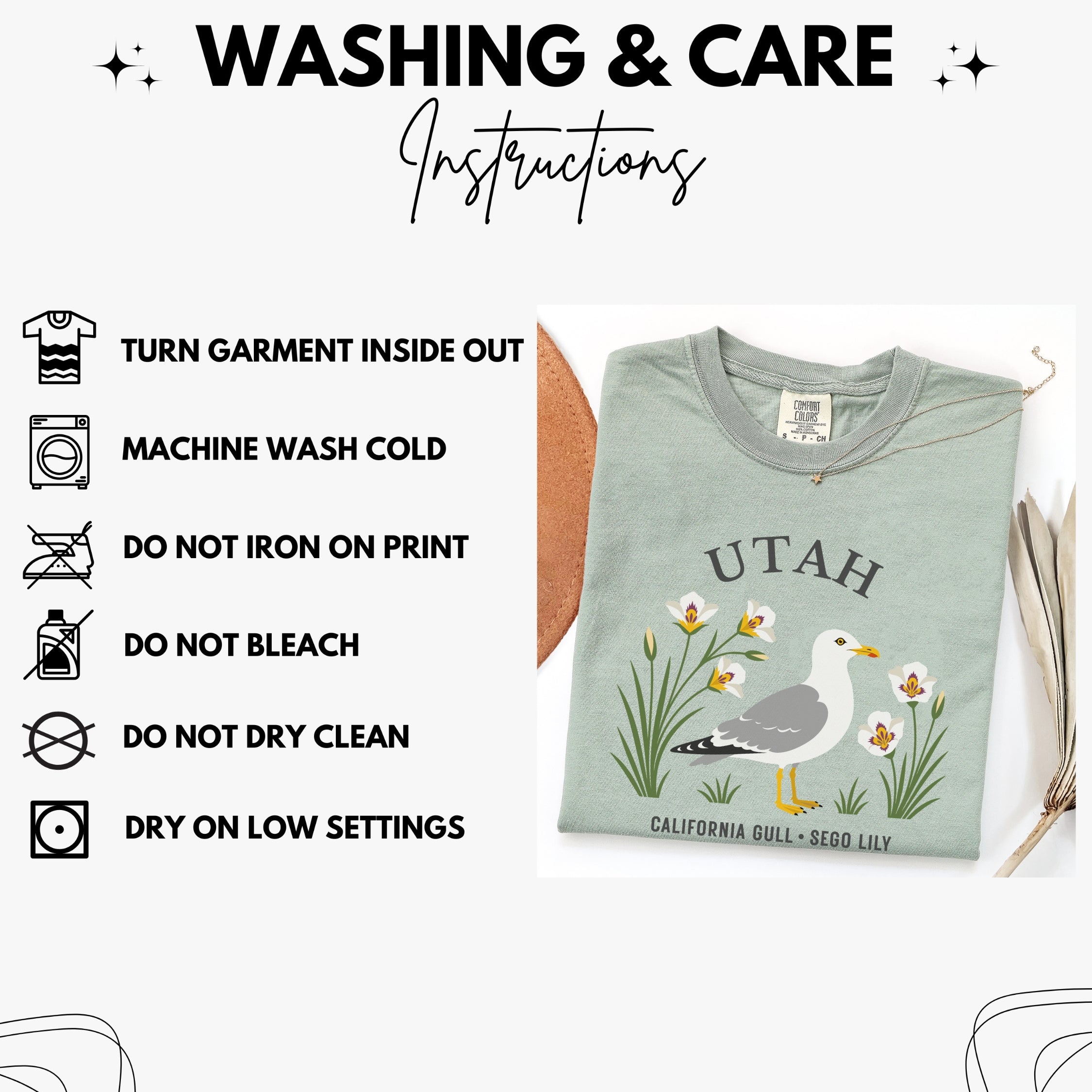Utah State Bird and Flower Tee | California Gull & Sego Lily