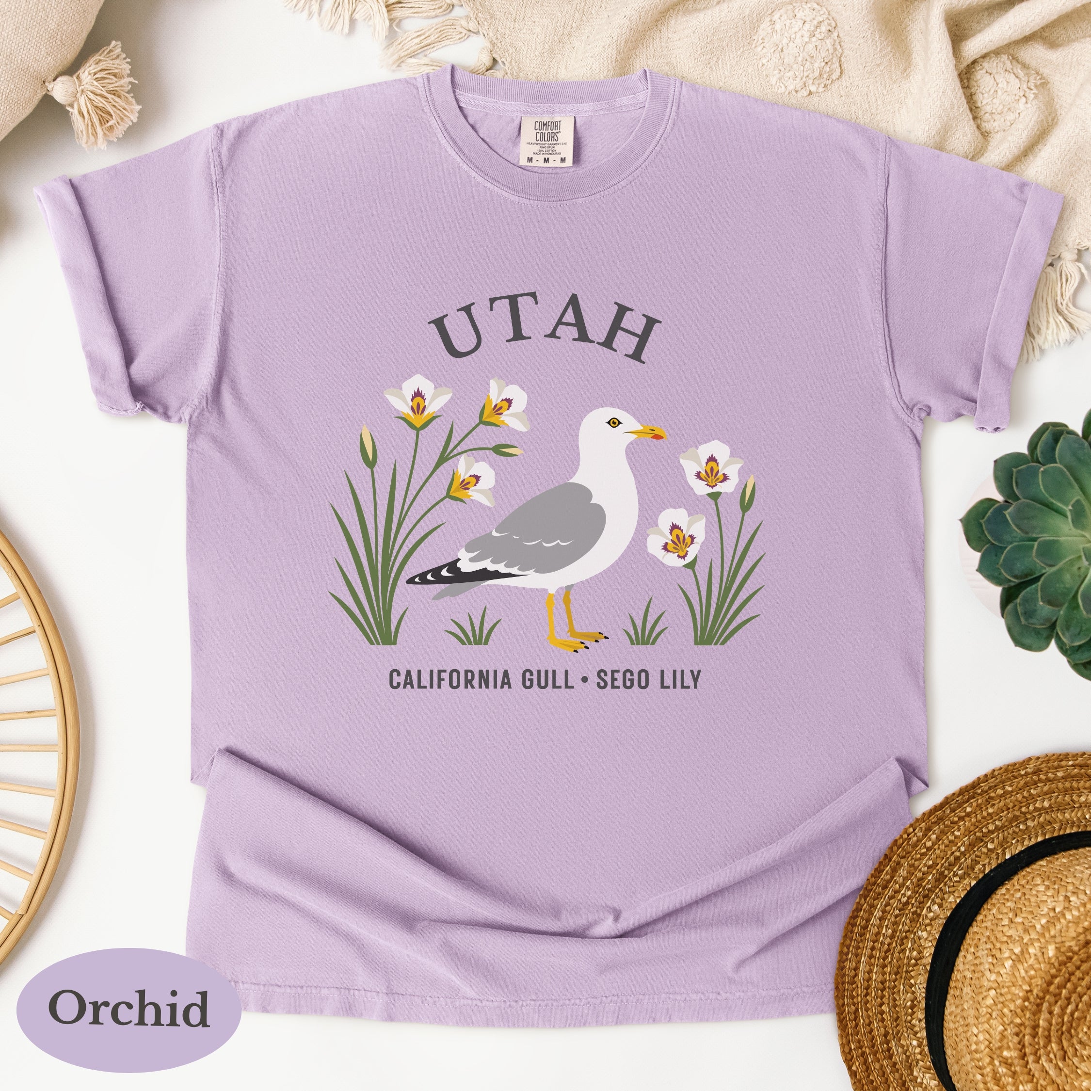 Utah State Bird and Flower Tee | California Gull & Sego Lily