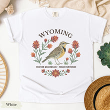 Load image into Gallery viewer, Wyoming State Bird and Flower Tee | Western Meadowlark &amp; Indian Paintbrush
