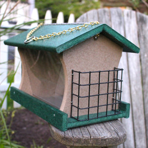 Large Hopper Style Bird Feeder with Two Suet Cages