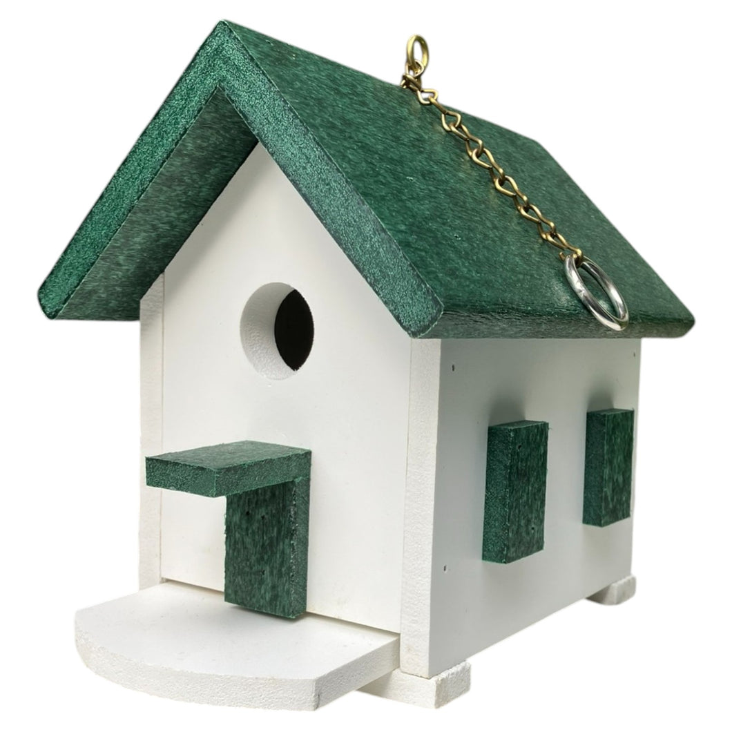 Church Wren Birdhouse with Slide-Out Base (Green Roof)