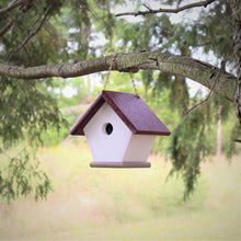 Load image into Gallery viewer, Hanging Wren and Chickadee House (Cherry) Made From Recycled Poly Lumber
