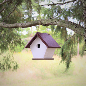 Hanging Wren and Chickadee House (Cherry) Made From Recycled Poly Lumber