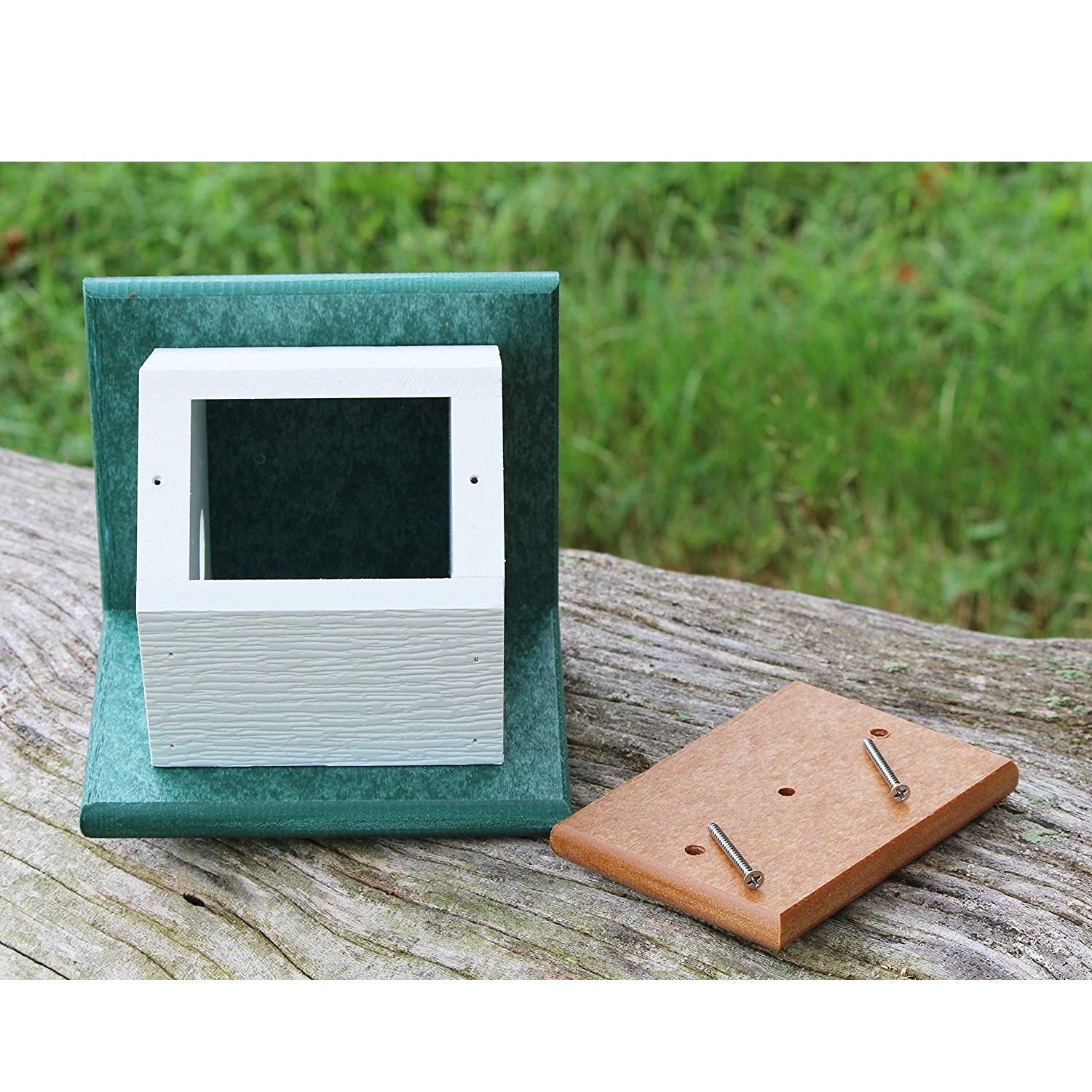 Hanging Wren and Chickadee House (Green) Made From Recycled Poly Lumber