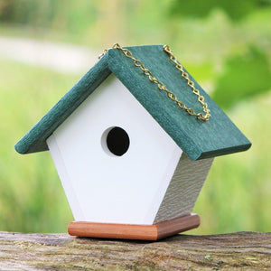 Hanging Wren and Chickadee House (Green) Made From Recycled Poly Lumber