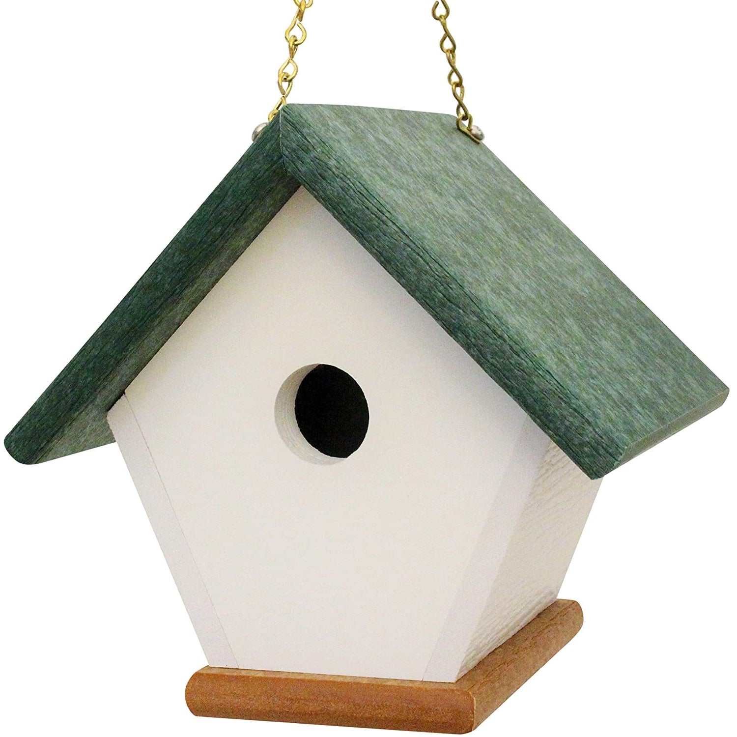 Hanging Wren and Chickadee House (Green) Made From Recycled Poly Lumber