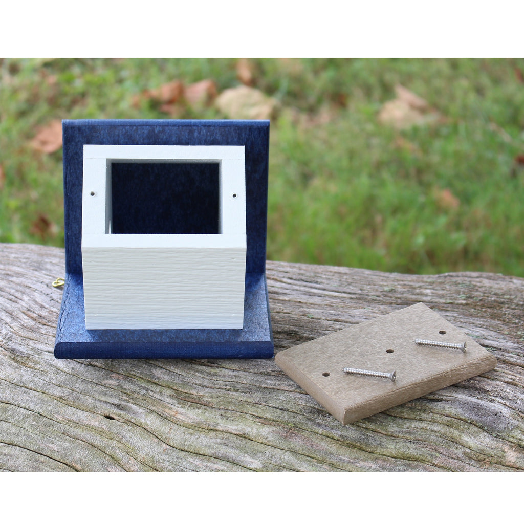 Hanging Wren and Chickadee House (Navy) Made From Recycled Poly Lumber