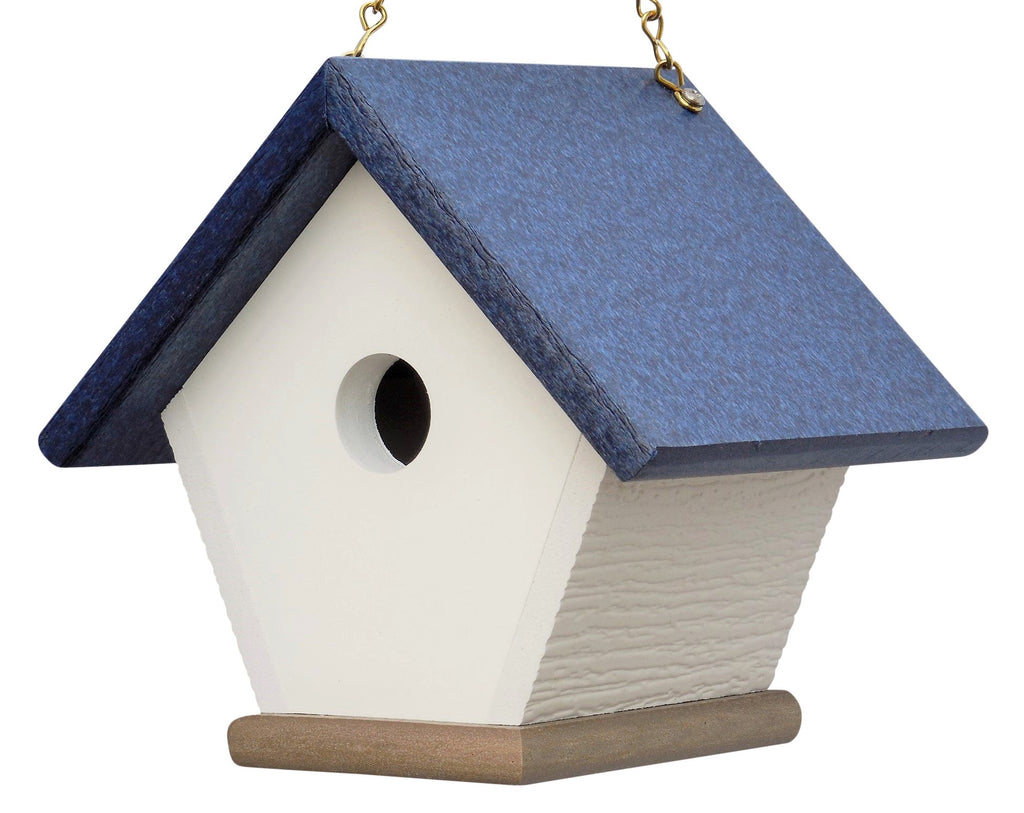 Hanging Wren and Chickadee House (Navy) Made From Recycled Poly Lumber