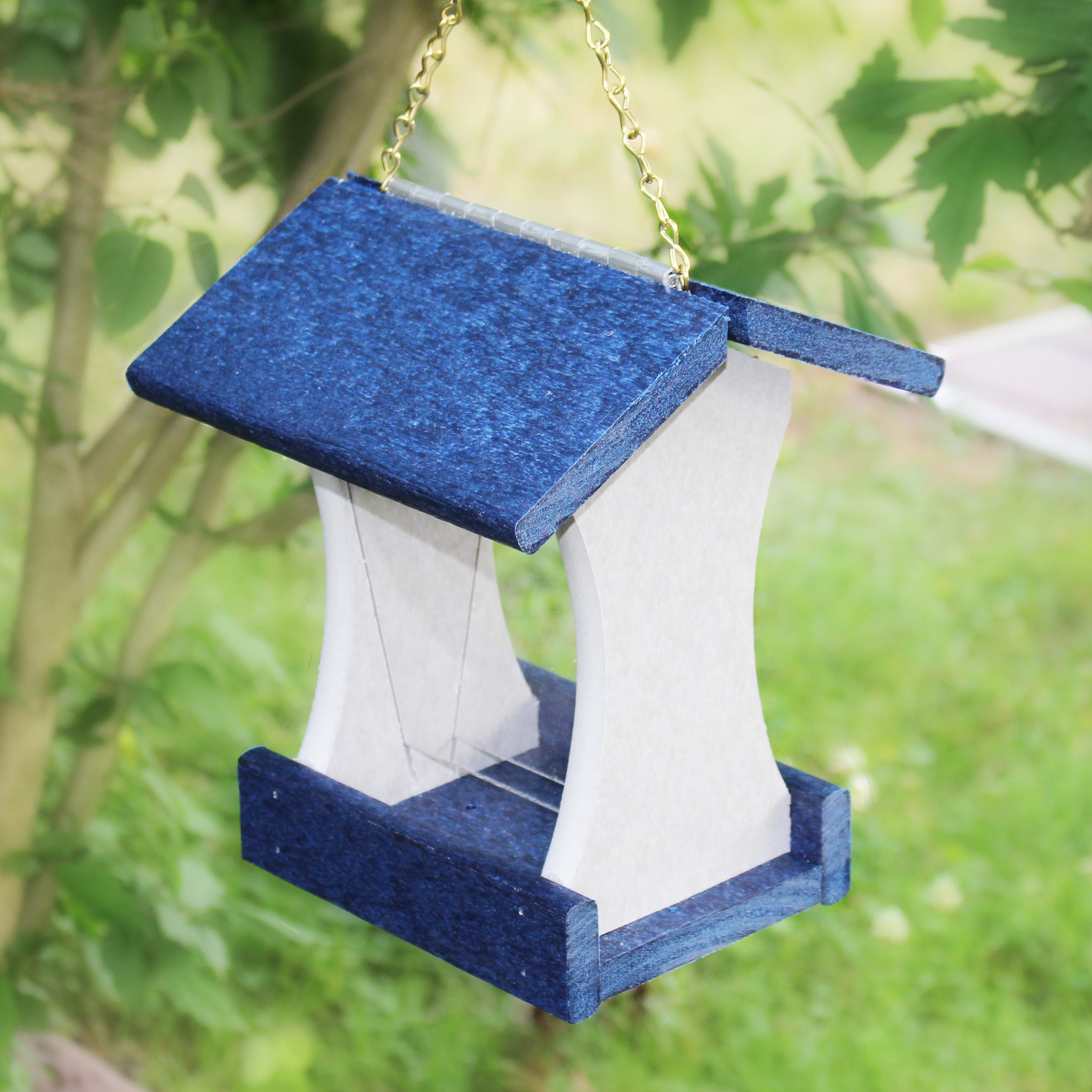 Small Hanging Bird Feeder - Navy and Grey