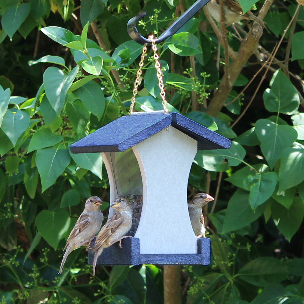 Small Hanging Bird Feeder - Navy and Grey